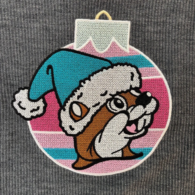BUC-EE'S Sweater Womens XS Gray Ribbed V Neck Holiday Beaver Graphic gallery
