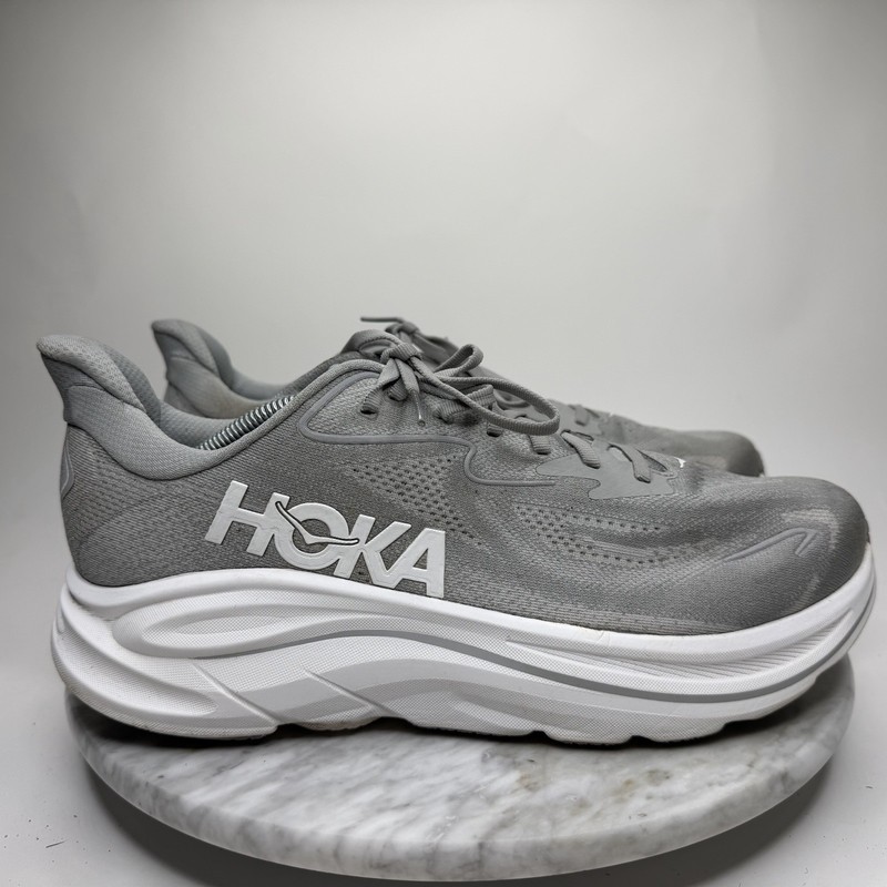 Hoka OneOne Clifton10 StellarGrey/Stardust Running Shoes Mens Size 12.5 Wide 2E