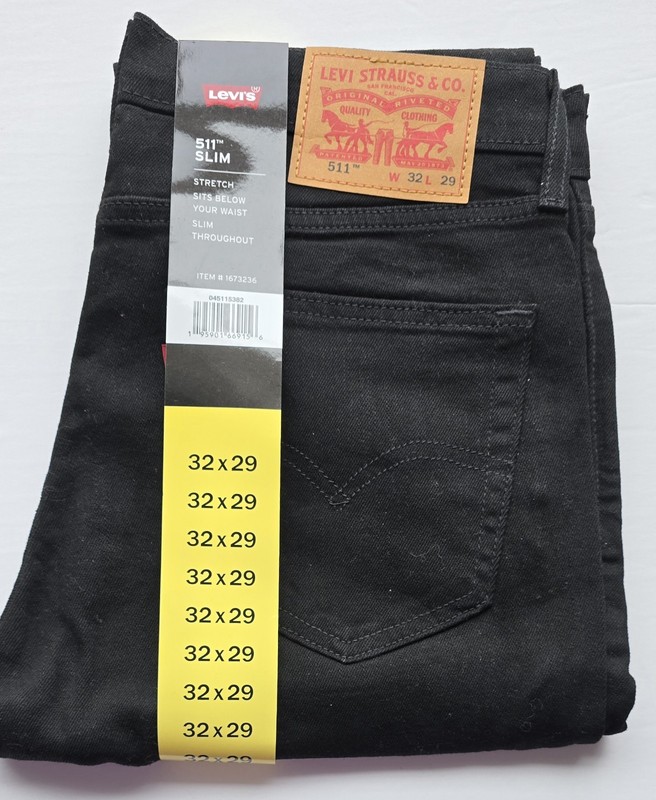 Levi’s Men’s 511 Slim Jeans Stretch Black Denim NEW 32×29