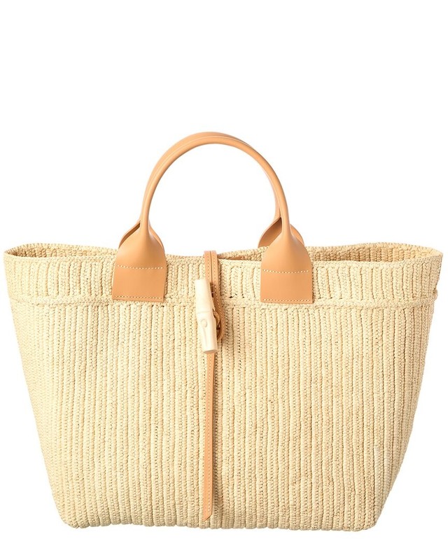 Longchamp Le Roseau Raffia & Leather Tote Women’s Brown