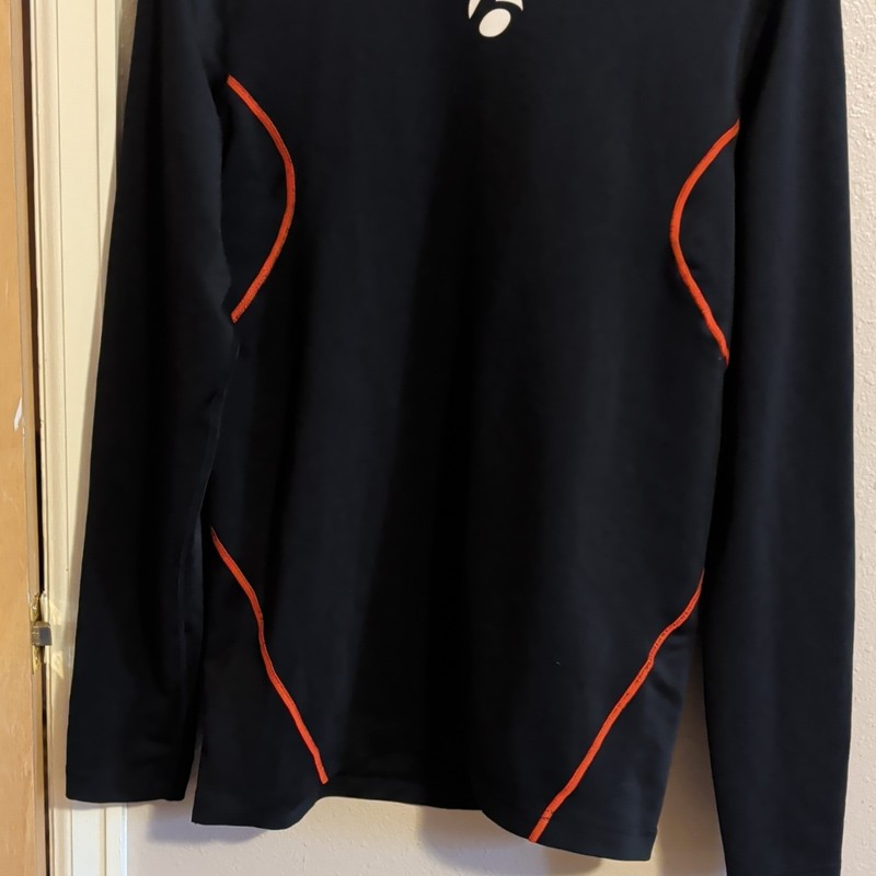 Bontrager Men’s L Black/Orange Long Sleeve Cycling Tee, Polyester Stretch
