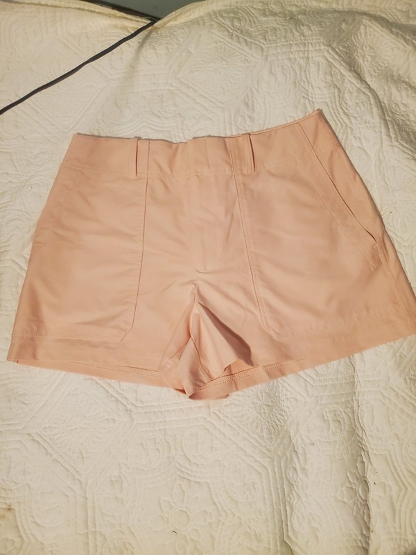 Athleta Skyline High Rise Tailored Short 4″ Pink Utility Cargo Size 12