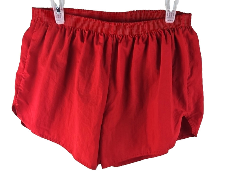 VERY RARE VINTAGE MEN’s HIGH CUT SPRINTER SHORTS-XL-RED Lined ROAD RUNNER USA
