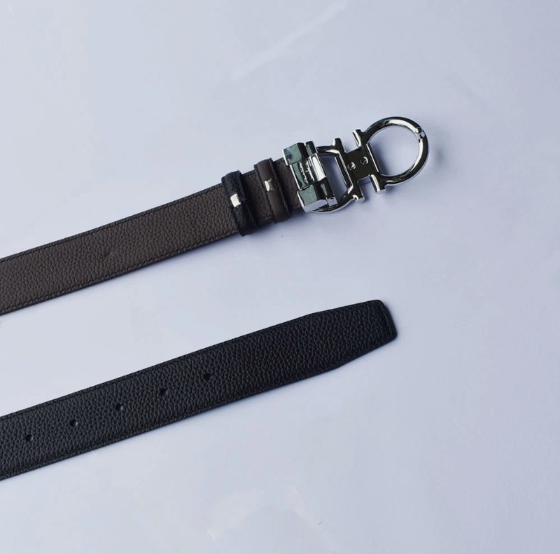 Ferragamo Reversible belt Black/Brown 120cm Silver Horseshoe buckle Men gallery