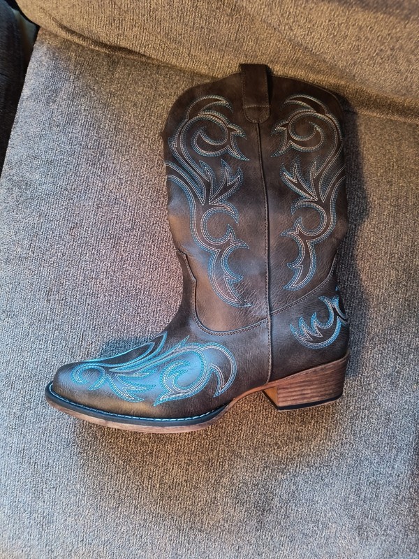 Cowboy Boots, Gray Turquoise And White.