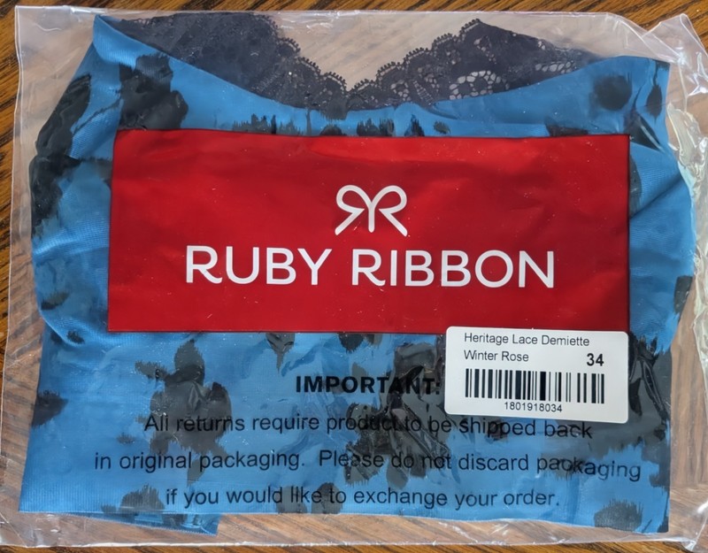 Ruby Ribbon Heritage Lace Demiette Winter Rose — NWT Size 34 (Seamless Shaper)