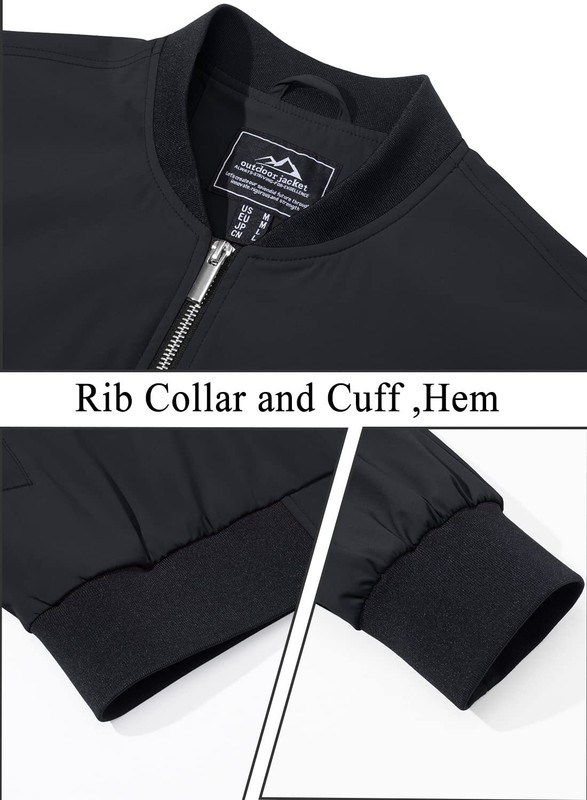 Men's Spring Fall Thin Bomber Jacket Full-Zip Sportswear Lightweight Casual Coat gallery
