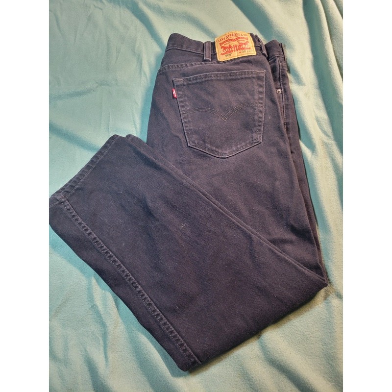LEVI’S 505 JEANS Men’s 38×28 Black Denim Straight Leg Zip Fly