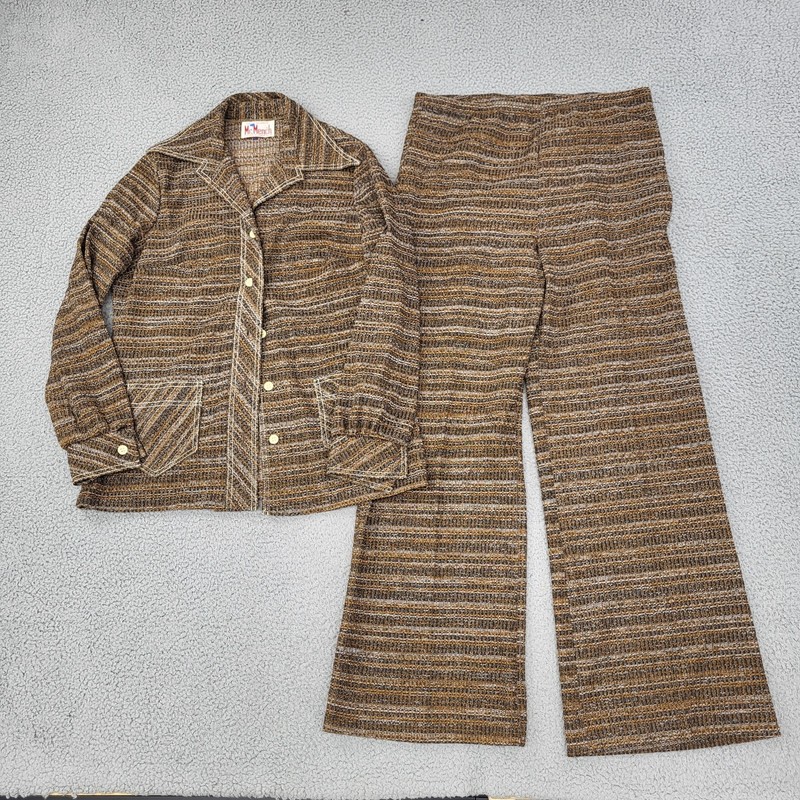 Mr. Mench 2-Piece Suit Set Womens 16 VTG 70s Jacket Coat + 16 Dress Pants 32×30