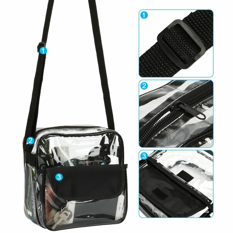 Clear Zip Sling Bag Transparent Stadium Shoulder Crossbody Adjustable Backpack gallery