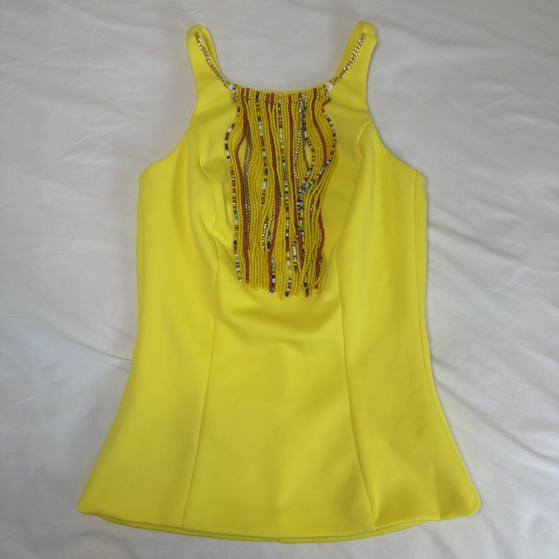 XOXO Yellow Beaded Halter Tank Top Women’s Size XS Festival Boho Bright Y2K
