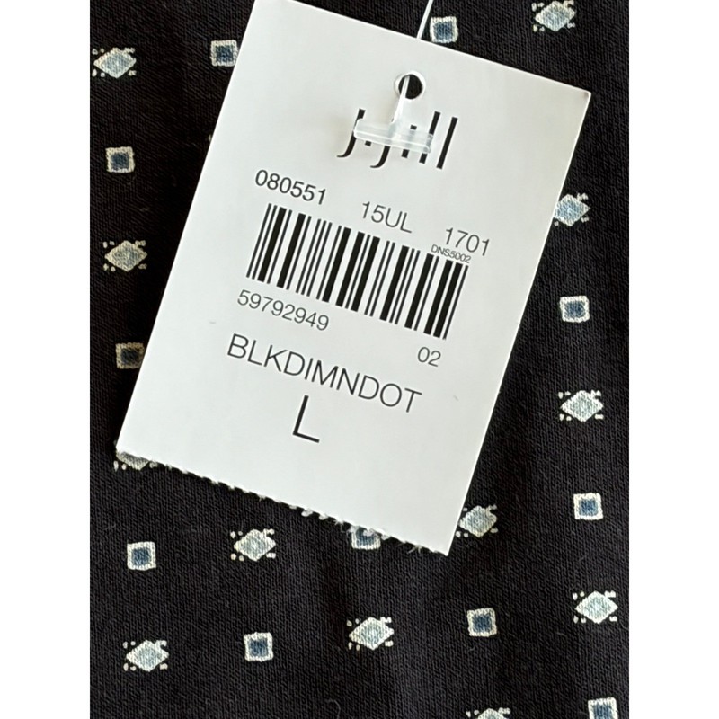 J. Jill Wearever Diamond Dot Top Womens Large Black White 3/4 Sleeve Boat Neck gallery