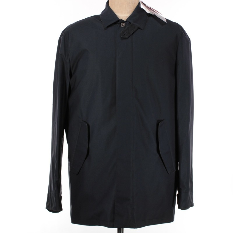 Luciano Barbera NWT Wool/Nylon/Silk Blend Overcoat Size 58 XXXL in Solid Navy