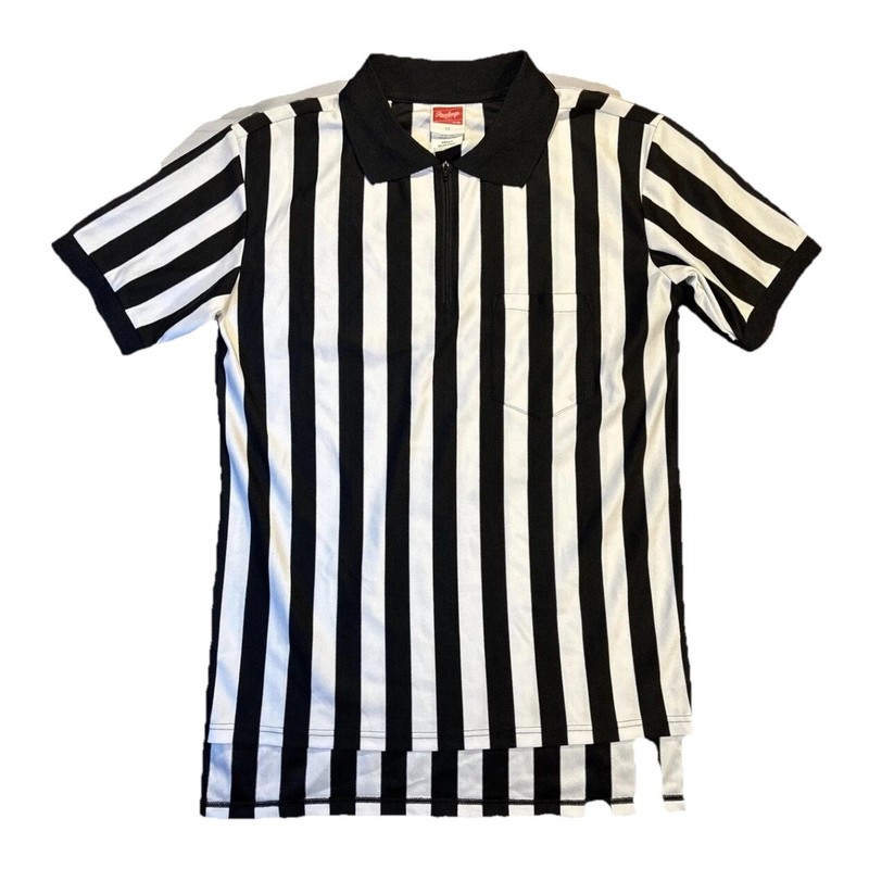 Rawlings Referee Official Shirt Adult M Black White Striped Basketball Football