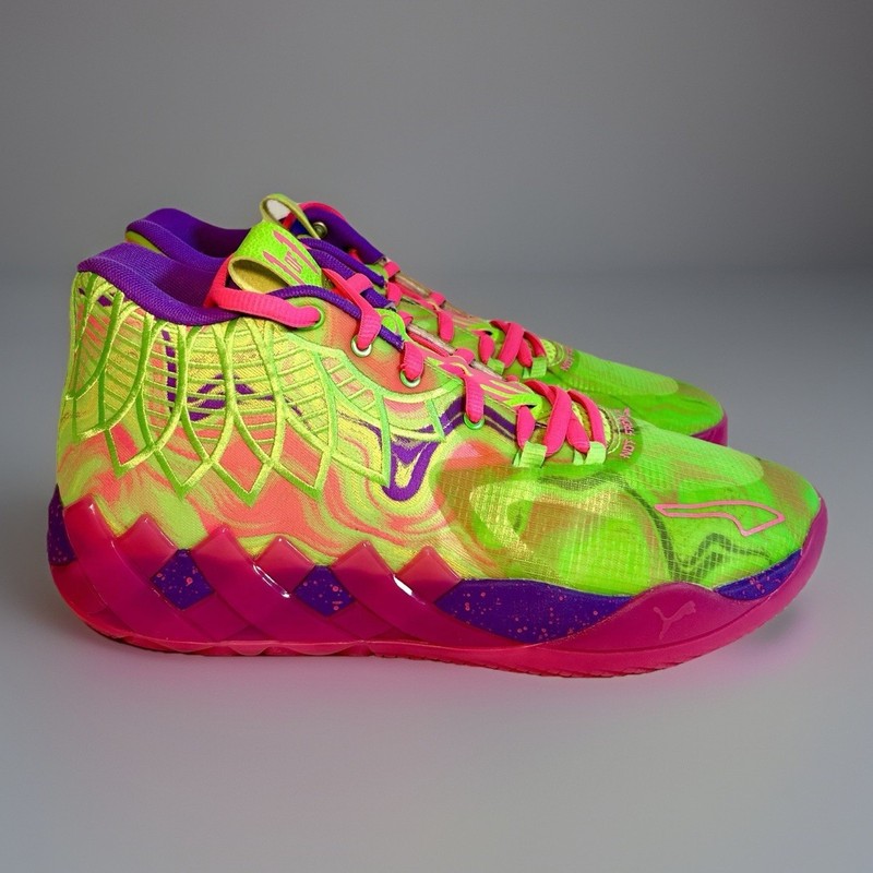 Size 10.5 Puma MB.01 Mens Basketball Shoes Green/Pink/Purple M.E.L.O 310437 01