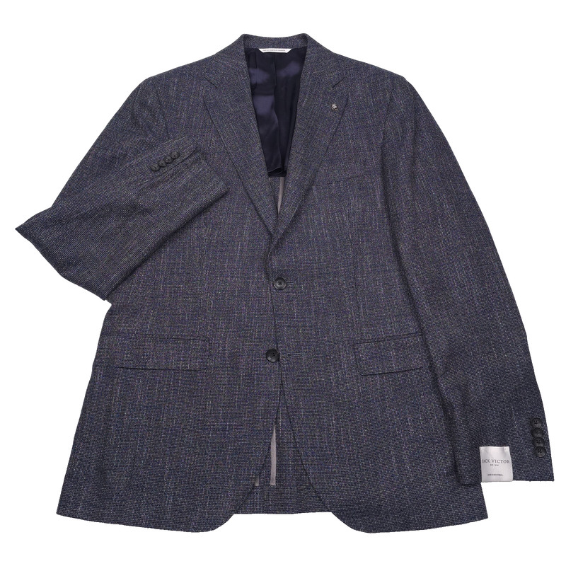 Jack Victor Midland Textured Sport Coat Mens 42L Blue Charcoal Blazer Jacket