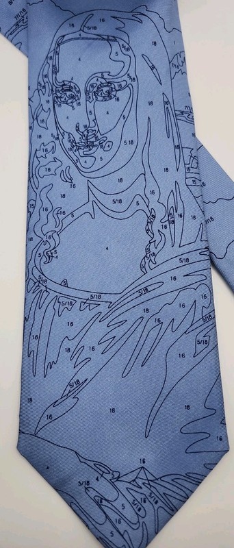 Josh Bach Mona Lisa Paint By Numbers Necktie 100% Silk Blue Art Novelty Vintage gallery