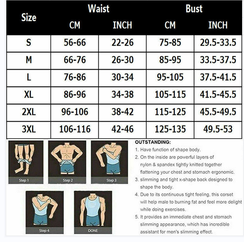 Men 3 Pack Body Shaper Slimming Belly Vest Compression Shirt Tank Tops Shapewear gallery