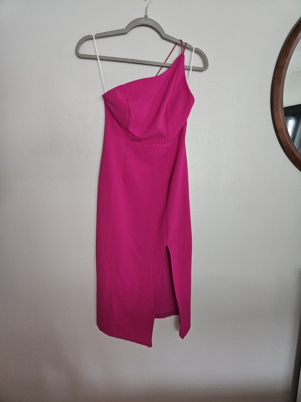 Hello Molly Outta Cash Midi Dress Womens Sz 4 Magenta Slit Cocktail Party Formal