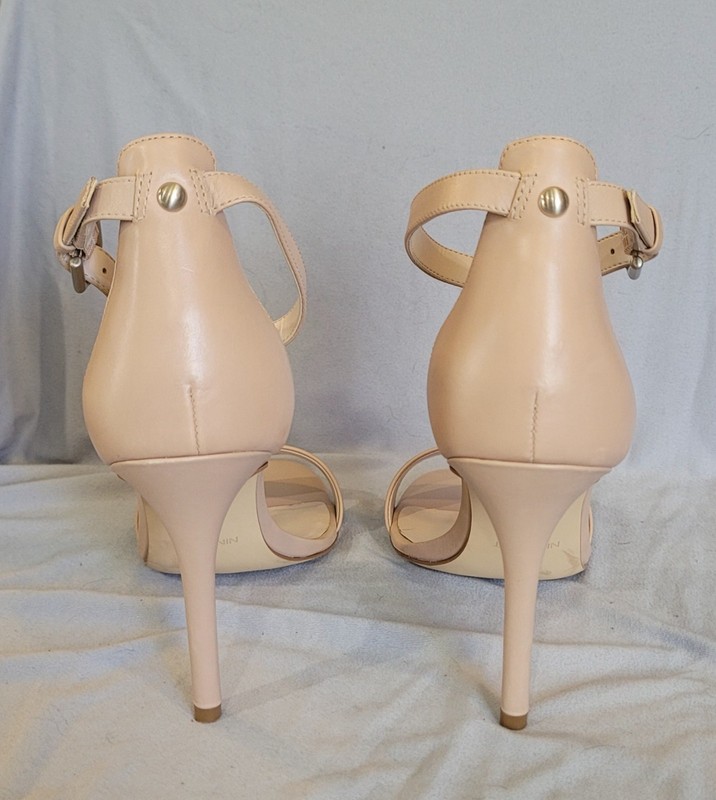 Nine West Women’s Beige Leather Strappy Ankle Strap Open Toe Stiletto Heel 7M gallery
