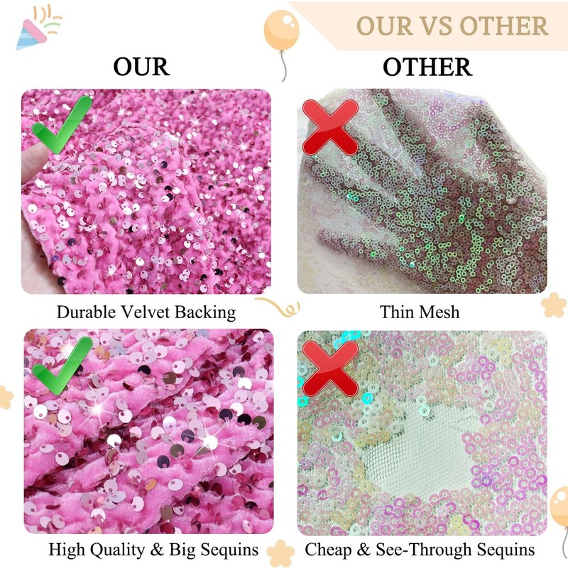 MODFUNS 4 Yards Pink Sequin Velvet Fabric for Sewing Craft & Dressmaking gallery
