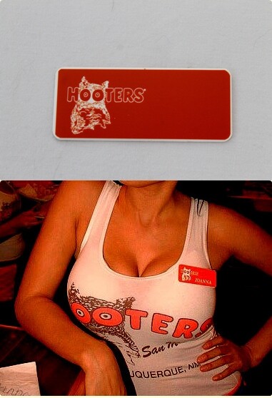 Hooters Uniform Pick Name Tag Pin Drag Queen Cross Dresser role play bartender