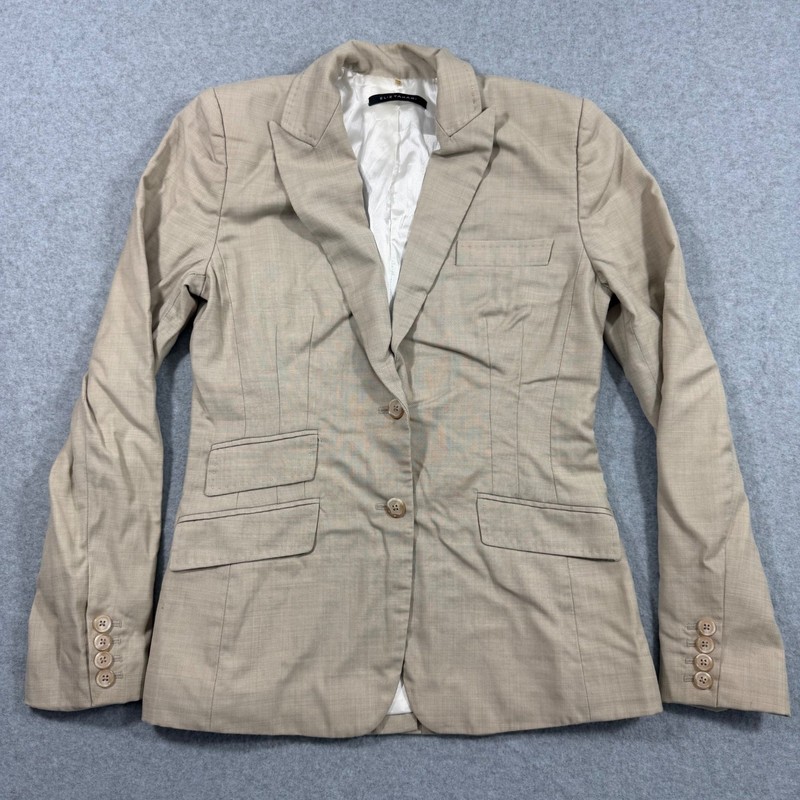 Elie Tahari Womens Size 6 Beige 2 Piece Skirt Suit Blazer Pencil Skirt gallery