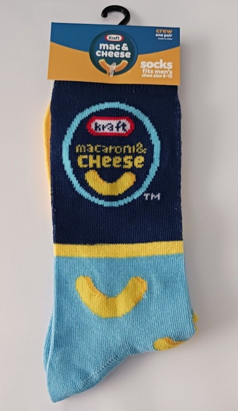 Men’s Official Mac N Cheese Portrait 1 Pair Crew Sock Size 6 – 12 New FUN!