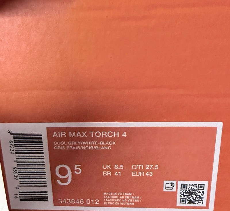 Nike Air Max Torch 4 “Cool Grey” Men’s Mesh Low Top Lace-Up Sneakers 343846-012