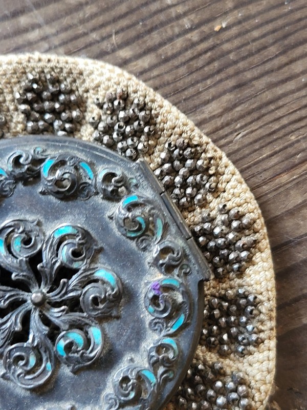 Antique Sterling Silver Top Coin Crochet Beaded Purse Art Nouveau Victorian gallery