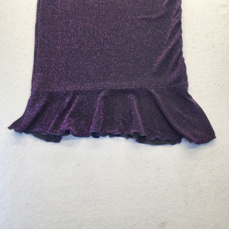 VTG Serendipity Maui Purple Metallic Shimmer Ruched Ruffle Mermaid Midi Skirt M gallery