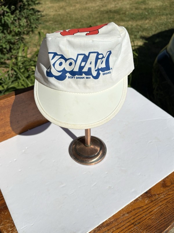 Vintage 80s Kool-Aid Man Painter Hat Cap Made In USA White Snapback Promo gallery