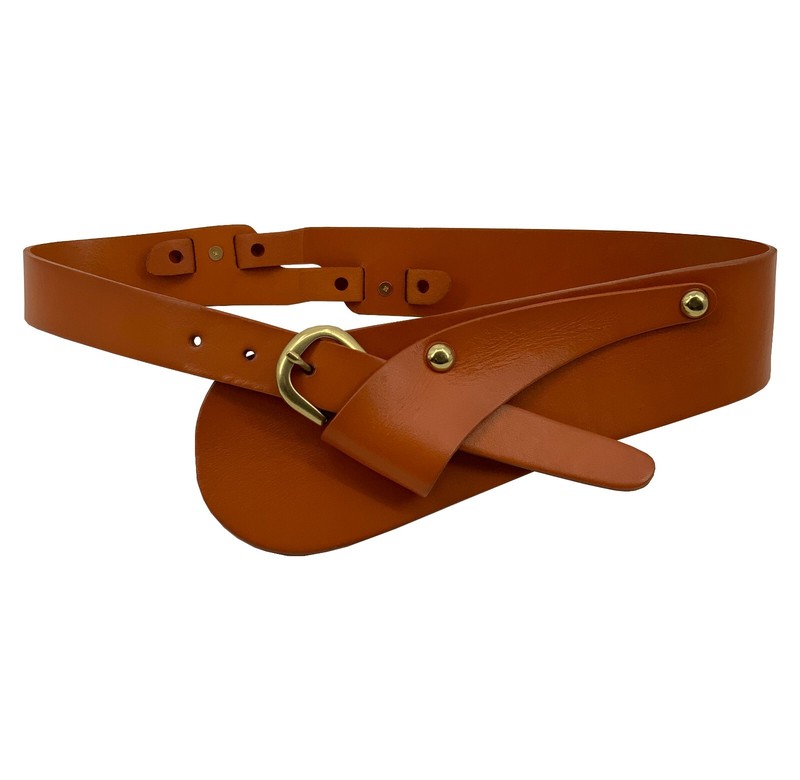 Women Wide Waist Fashion Vintage Cowhide Full Grain Leather Boho Concho Belt gallery