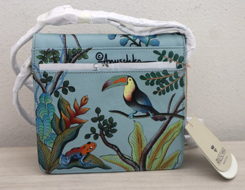 Anuschka 7431-AMA Amazon Sloth Jungle Animals Front Flap Crossbody Bag $146 gallery