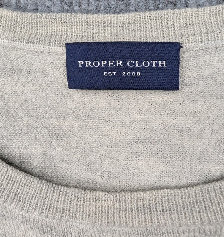 Proper Cloth Sweater Mens Large Silk Merino Wool Quiet Luxury Lightweight Gray gallery