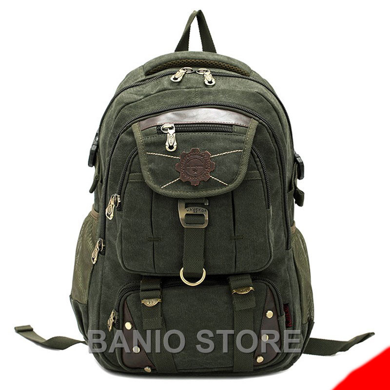 KAUKKO Men Canvas Backpack Rucksack Bag Camping Travel School Satchel Outdoor gallery