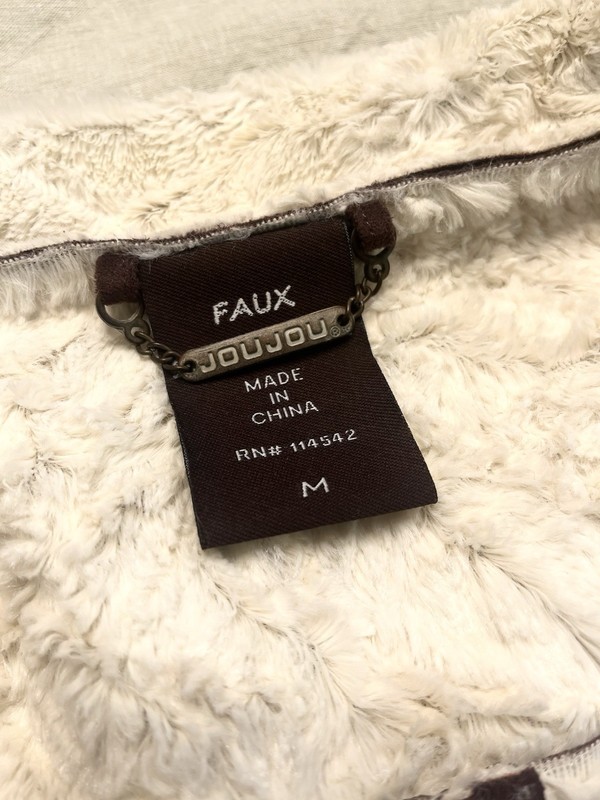 JouJou Brown/Maroon Jacket Zip Front Faux Fur Lined Buckled Pockets Women M gallery