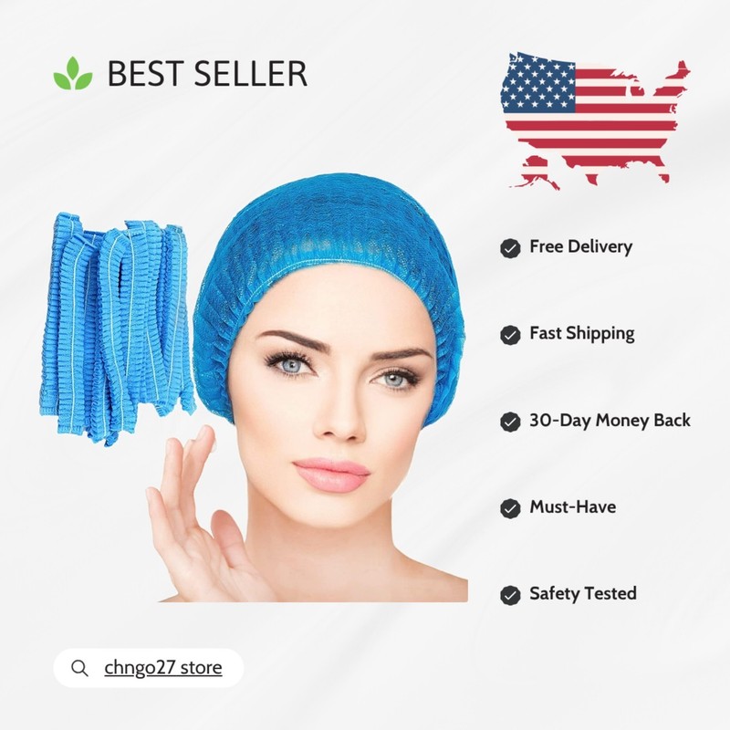 Soft Lightweight 21-Inch Disposable Bouffant Caps – Essential for Food Service