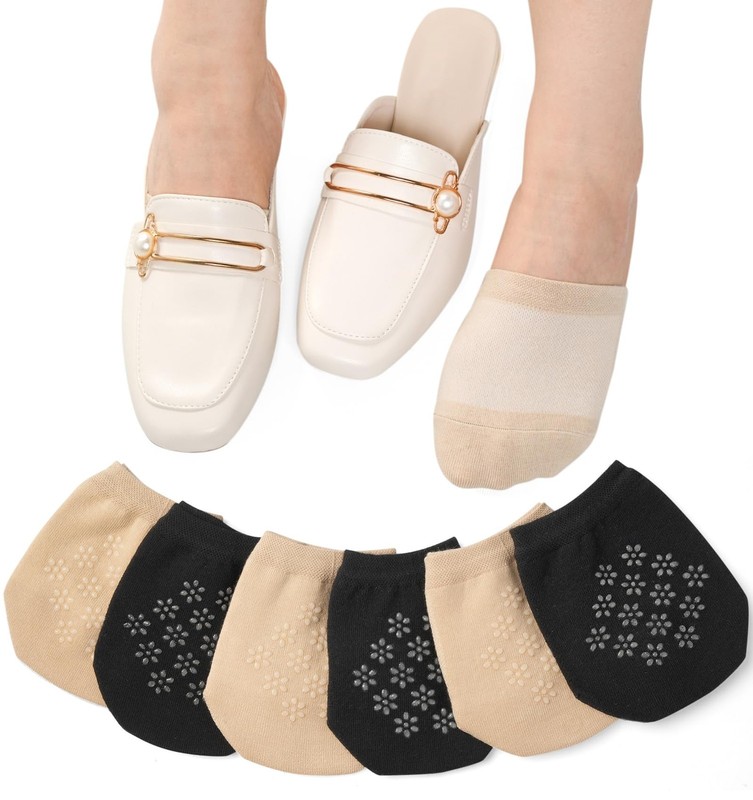 8× Toe Socks Womens for Mules Half Socks Toe Topper Covers Invisible Non-slip US gallery