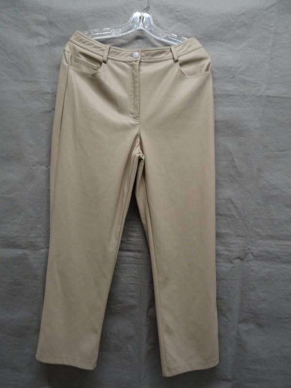 Halogen Pants Womens 10 Straight Leg Faux Leather Suede Pull On Casual Chic