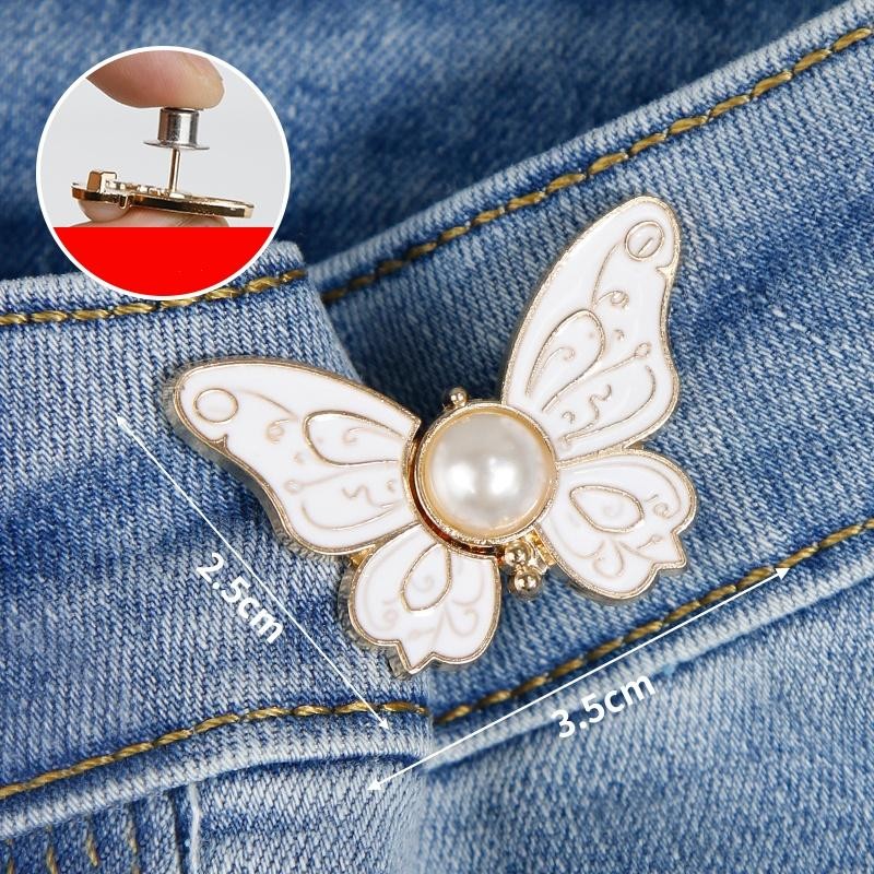 Waist Cinching Button Set, Butterfly Design Pant Size Reducer for Loose Clothes