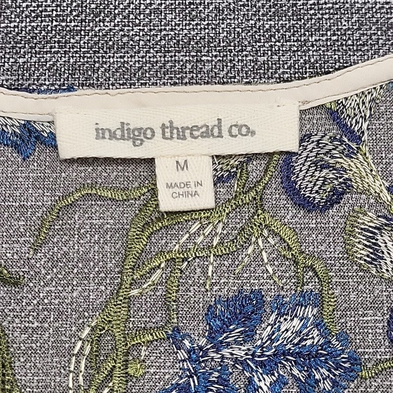 Indigo Thread Co Womens Dressy Open Front Sheer Embroidered Cardigan Medium Size gallery
