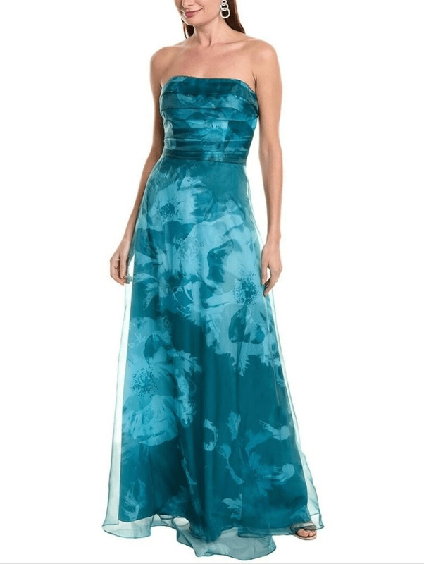 NWT Rene Ruiz Collection Teal Strapless Organza Gown Size 16