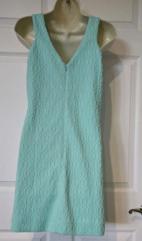Lilly Pulitzer Seafoam Green/Silver Metallic Textured Sleeveless Dress Sz S gallery