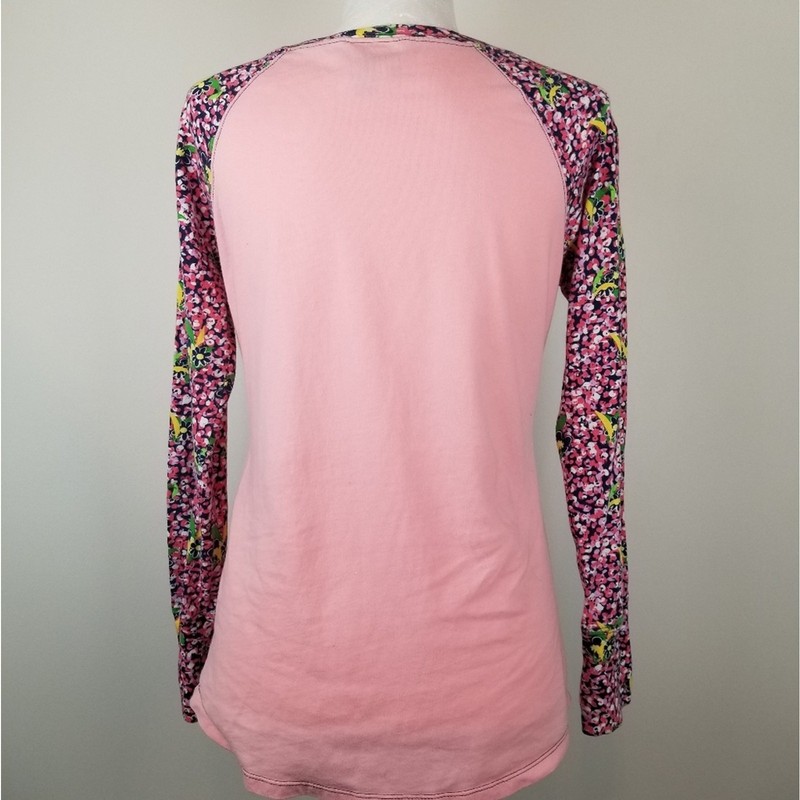 Simply Southern Bow Graphic Floral Raglan Long Sleeve Tee Pink Medium gallery