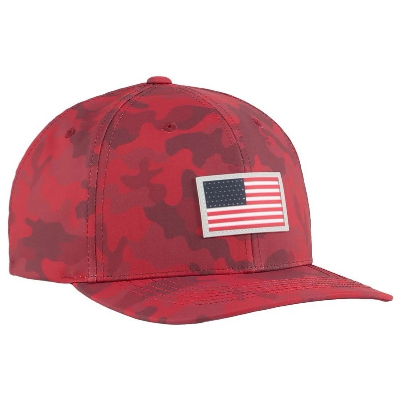 New Puma Volition 6 Panel Strong Red Camo Adjustable Snapback Hat/Cap
