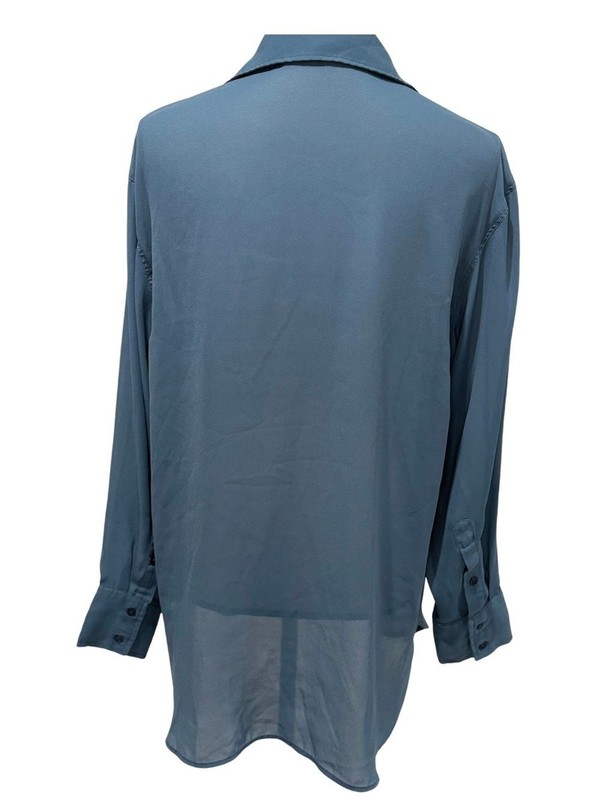 Abercrombie & Fitch Blue Sheer Button Down Blouse Long Sleeve Size Medium gallery