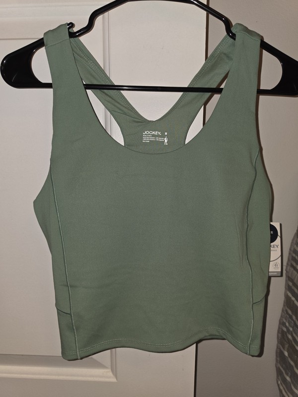 Jockey Sport Green Racerback Pullover Sports Bra M Medium Support Wireless