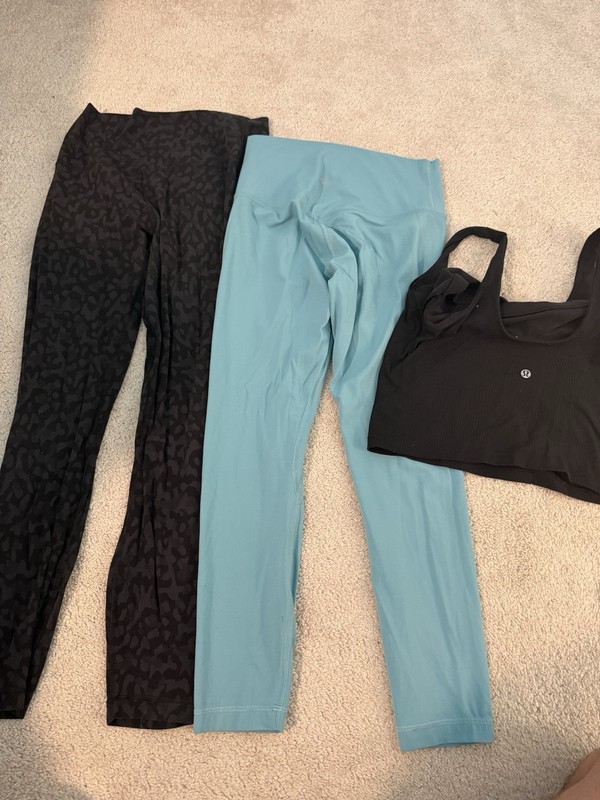 Lululemon Women’s 3-Piece Activewear Set: Sports Bra + 2 Leggings, Black/Blue S