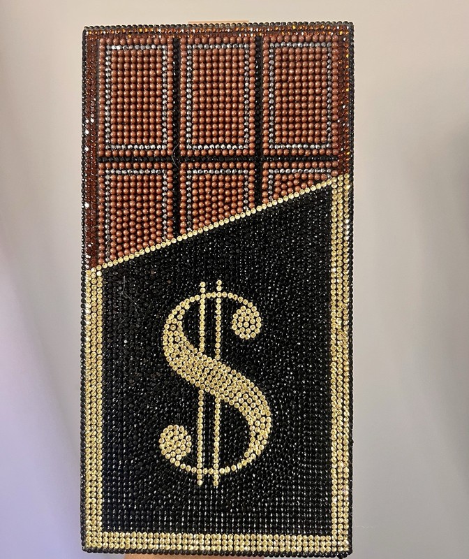 Chocolate Money Rhinestone Bag